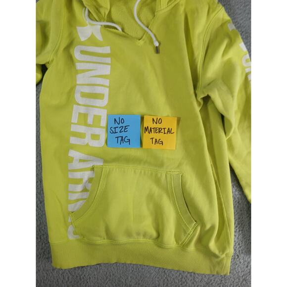 Under Armour Hoodie Mens Small Yellow Neon Pocket Sweatshirt Athletic Comfy - Picture 6 of 7